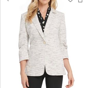 DKNY Women's Ruched Sleeve Single Button Blazer Grey Size 6
